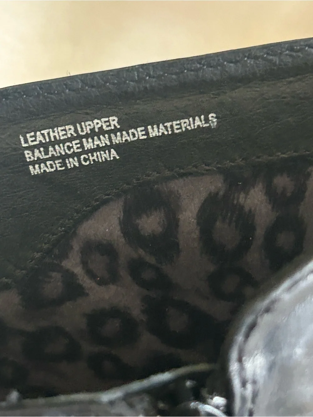 BORN Black Leather Knee-High Riding Boots Leopard Fur Lined Size 8